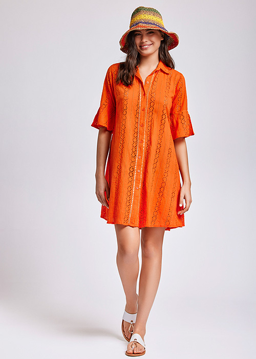 Iconique Romina Orange Sleeve Shirt Dress Product image