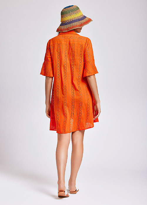 Iconique Romina Orange Sleeve Shirt Dress SideZoom 2