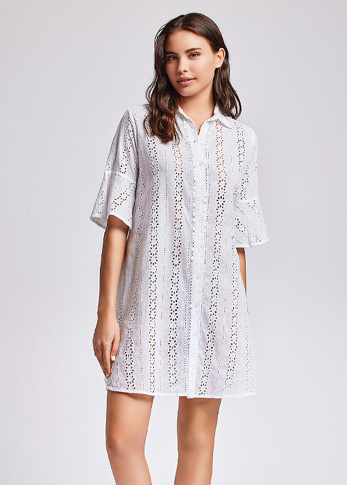 Iconique Romina White Sleeve Shirt Dress