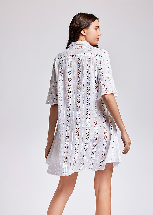 Iconique Romina White Sleeve Shirt Dress SideZoom 2