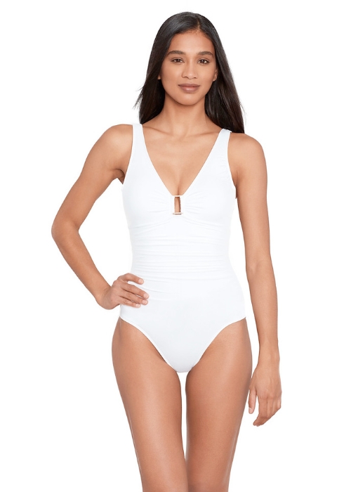 Ralph Lauren White Ring Front Swimsuit SideZoom 1