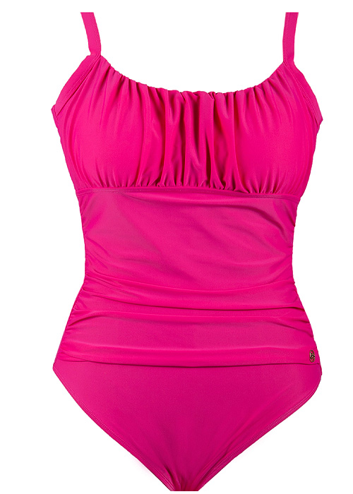 Seaspray Madeline Pink Gathered Swimsuit SideZoom 2