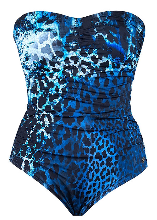 Seaspray Mauritius Blue Leopard Gathered Bandeau Swimsuit SideZoom 4
